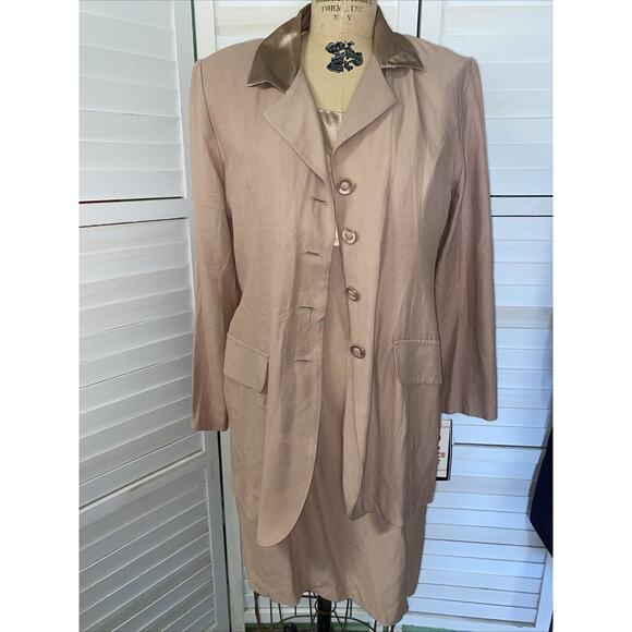 NWT Vintage Dawn Joy Women’s Blush 2pc Dress & Long Sleeve Jacket Sz Large - Picture 1 of 9